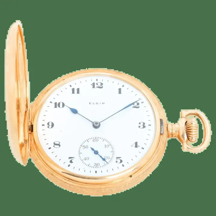 Elgin 14K Yellow Gold Pocket Watch – 20th Century — عکس ۱ از رکورد آرشیو WatchMuseum