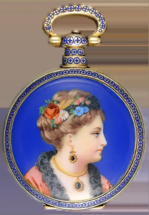 ENAMELLED SILVER GILT CHINESE MARKET POCKET WATCH – 1840 — عکس ۱ از رکورد آرشیو WatchMuseum