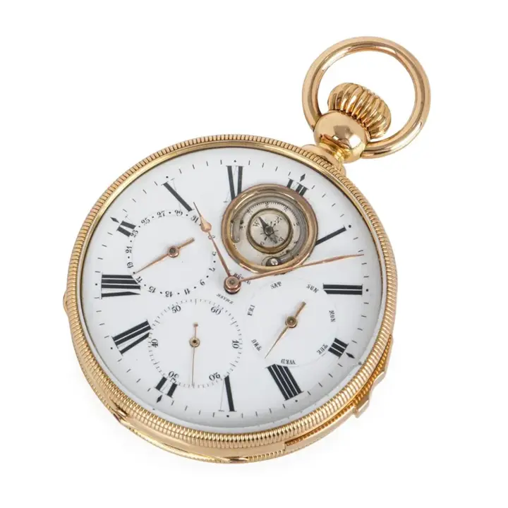 F. Rotig Havre Gold Quarter Repeating Calendar Pocket Watch – 1880 — عکس ۵ از رکورد آرشیو WatchMuseum