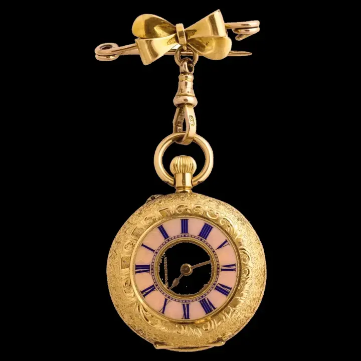 Enamelled Gold Half Hunter Pocket Watch – 1880s — عکس ۱ از رکورد آرشیو WatchMuseum