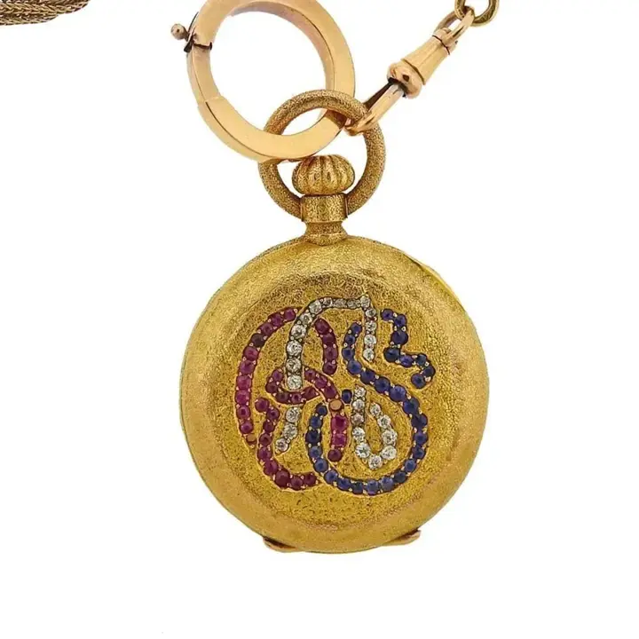 French 18 Karat Gold Semi Pocket Watch Agate Fob – 19th Century — عکس ۳ از رکورد آرشیو WatchMuseum