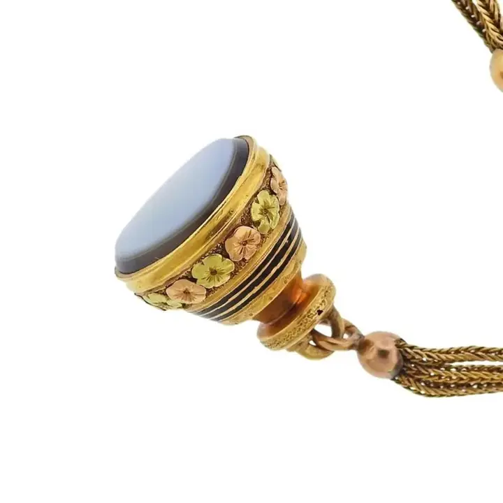 French 18 Karat Gold Semi Pocket Watch Agate Fob – 19th Century — عکس ۵ از رکورد آرشیو WatchMuseum
