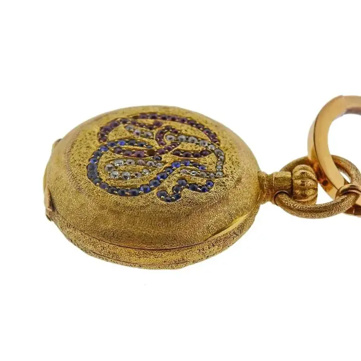 French 18 Karat Gold Semi Pocket Watch Agate Fob – 19th Century — عکس ۶ از رکورد آرشیو WatchMuseum