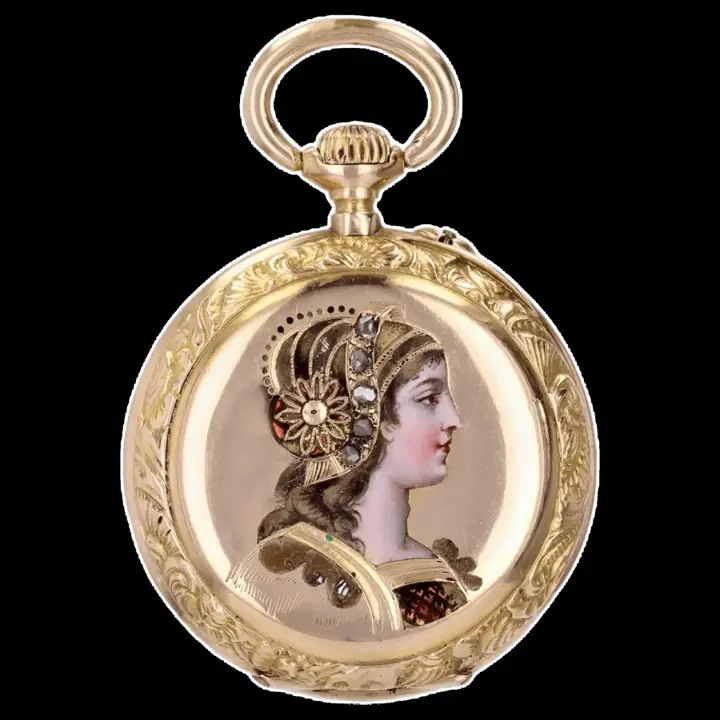 French 18 Karat Yellow Gold Enamelled Pocket Watch – Circa 1900s — عکس ۱ از رکورد آرشیو WatchMuseum