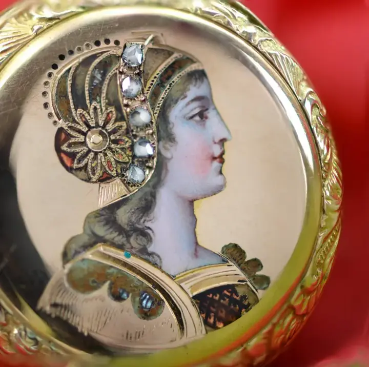 French 18 Karat Yellow Gold Enamelled Pocket Watch – Circa 1900s — عکس ۴ از رکورد آرشیو WatchMuseum
