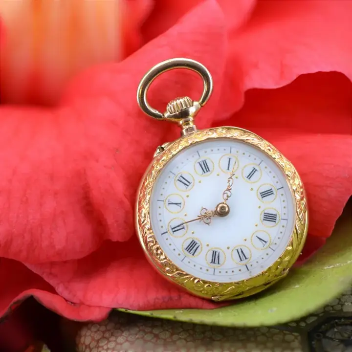 French 18 Karat Yellow Gold Enamelled Pocket Watch – Circa 1900s — عکس ۵ از رکورد آرشیو WatchMuseum