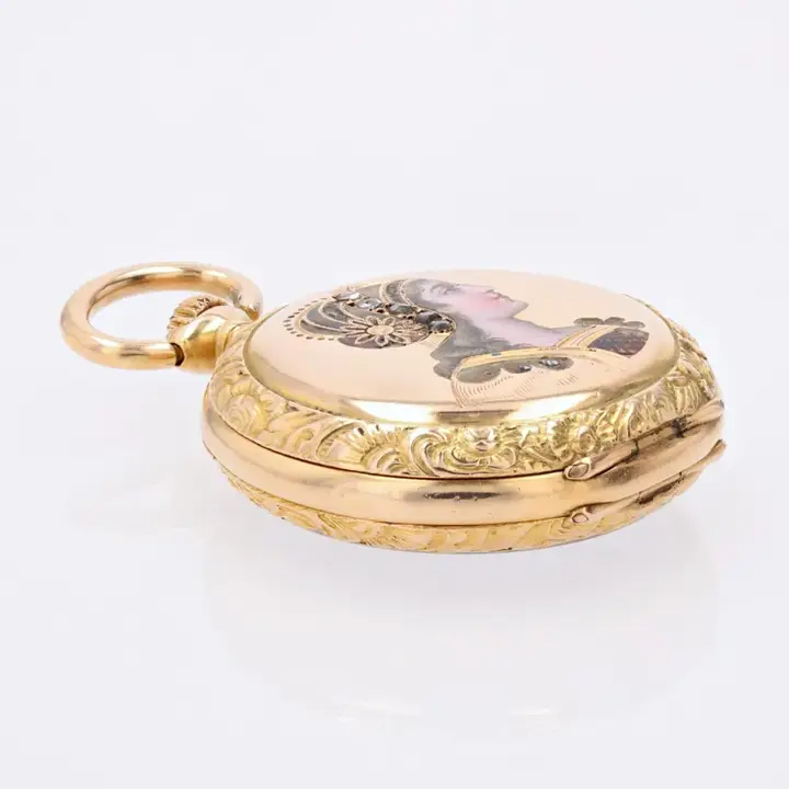 French 18 Karat Yellow Gold Enamelled Pocket Watch – Circa 1900s — عکس ۶ از رکورد آرشیو WatchMuseum