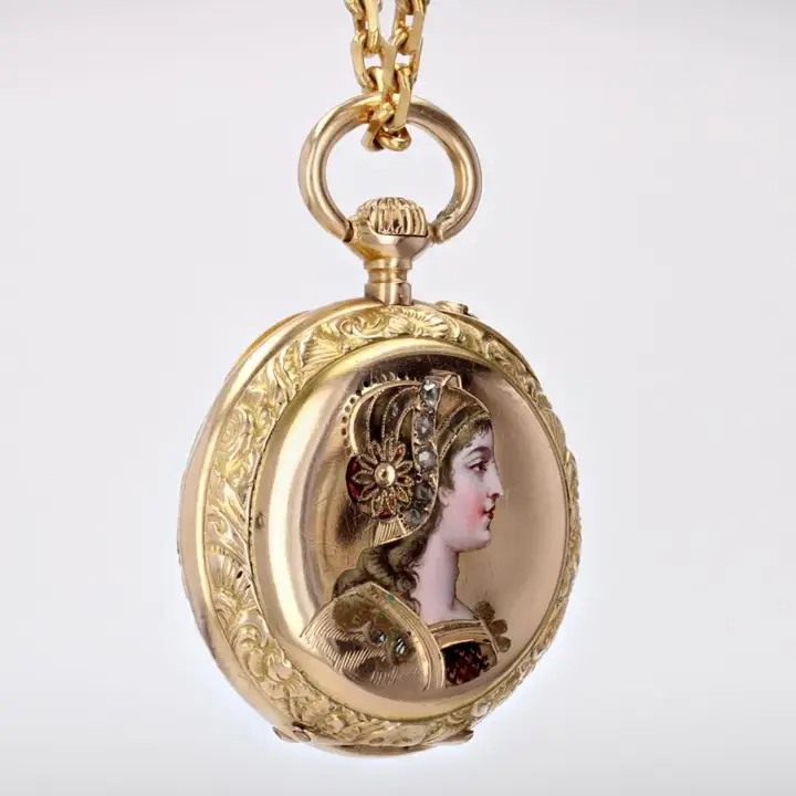French 18 Karat Yellow Gold Enamelled Pocket Watch – Circa 1900s — عکس ۸ از رکورد آرشیو WatchMuseum
