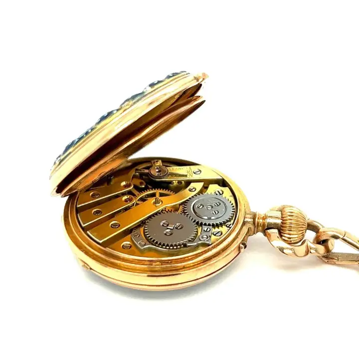 French Blue Enamel Diamond Pendant Watch – 1880s — عکس ۴ از رکورد آرشیو WatchMuseum