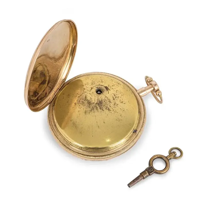 French Rose Gold Verge Quarter Repeater Pocket Watch Painted Enamel Dial – 19th Century — عکس ۵ از رکورد آرشیو WatchMuseum