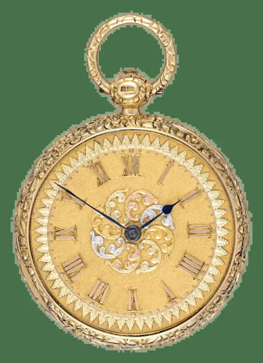 GOLD ENGLISH LEVER WITH DECORATIVE GOLD DIAL – 1825 — عکس ۱ از رکورد آرشیو WatchMuseum