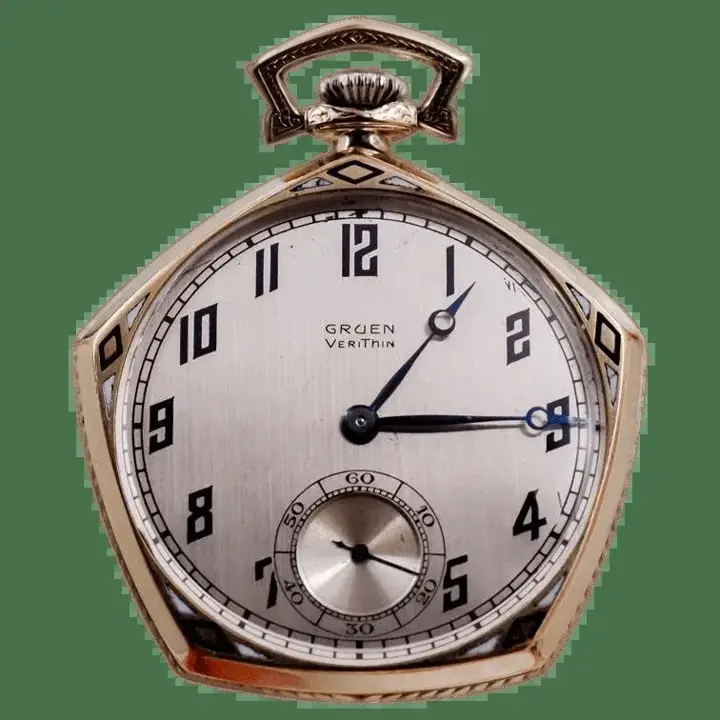 Gruen Yellow Gold Filled Art Deco Pocket Watch with Original Stern Dial – 1920”s — عکس ۱ از رکورد آرشیو WatchMuseum