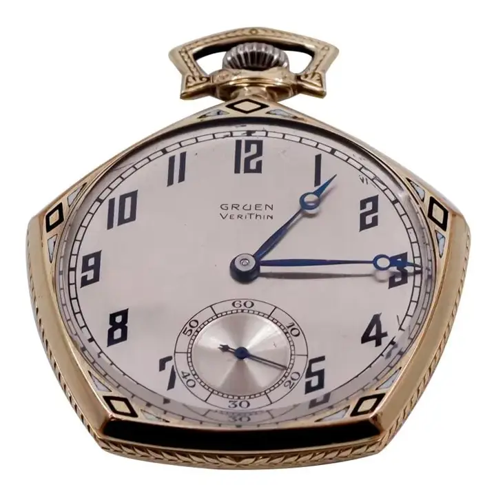 Gruen Yellow Gold Filled Art Deco Pocket Watch with Original Stern Dial – 1920”s — عکس ۳ از رکورد آرشیو WatchMuseum