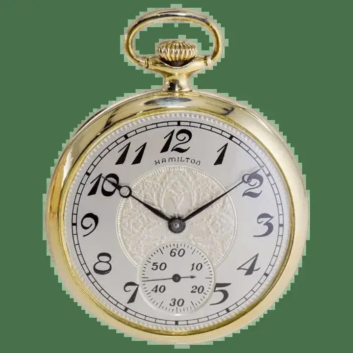 Hamilton Yellow Gold Filled Enamel Dial Railway Pocket Watch – 1917 — عکس ۱ از رکورد آرشیو WatchMuseum