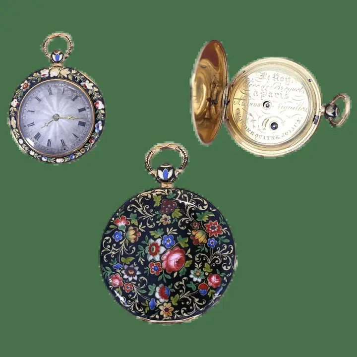 Ladies Pendant Le Roy Enamel Gold French Pocket Watch – 1890 — عکس ۱ از رکورد آرشیو WatchMuseum