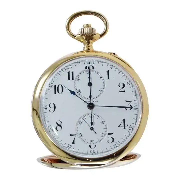 Longines 14kt Yellow Gold Chronograph Pocket Watch – 1920’s — عکس ۵ از رکورد آرشیو WatchMuseum
