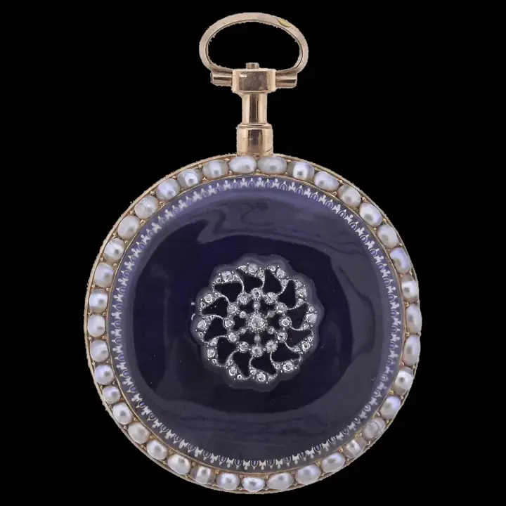 Paris Gold Pearl Enamel Diamond Pocket Watch – 19th Century — عکس ۱ از رکورد آرشیو WatchMuseum
