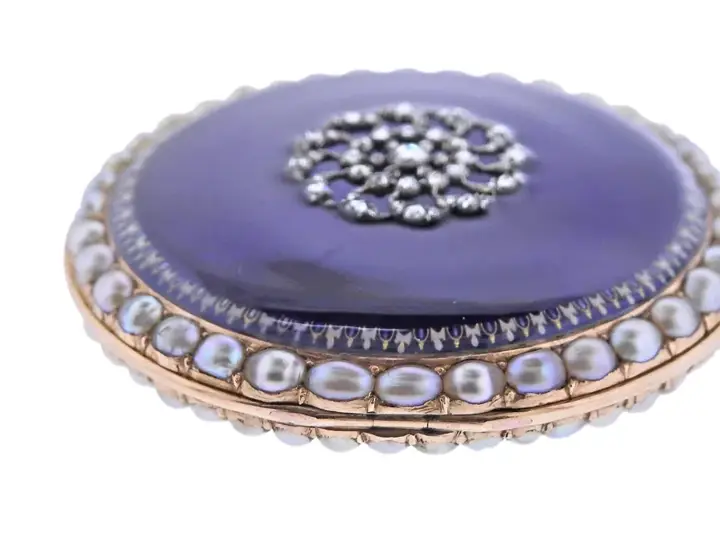 Paris Gold Pearl Enamel Diamond Pocket Watch – 19th Century — عکس ۴ از رکورد آرشیو WatchMuseum