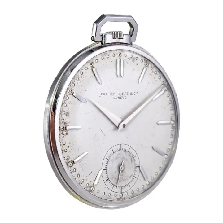 Patek Philippe Platinum Pocket Watch with Original Patinated Dial – 1940s — عکس ۲ از رکورد آرشیو WatchMuseum