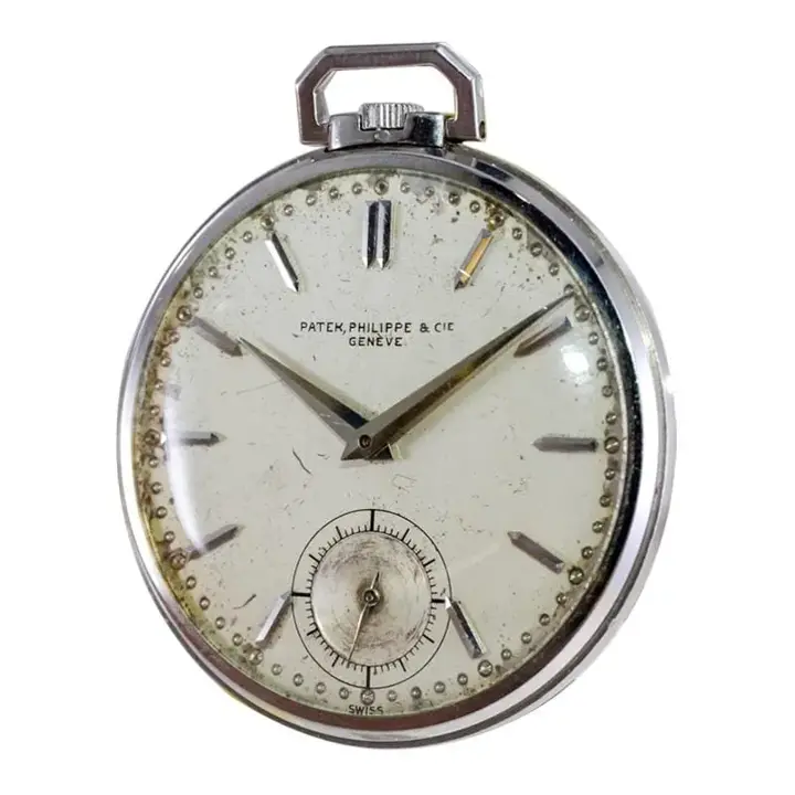 Patek Philippe Platinum Pocket Watch with Original Patinated Dial – 1940s — عکس ۵ از رکورد آرشیو WatchMuseum
