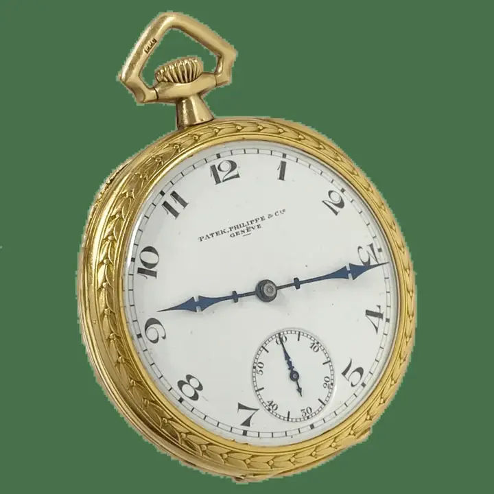Patek Philippe Yellow Gold Chased Porcelain Dial Pocket Watch – 1920s — عکس ۱ از رکورد آرشیو WatchMuseum