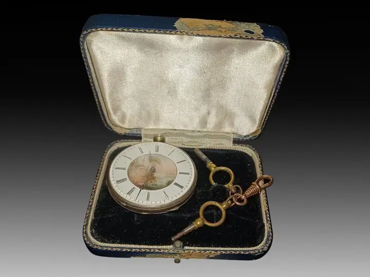 Pocket Key Watch French with Painted Enamel Dial – 1800s — عکس ۷ از رکورد آرشیو WatchMuseum
