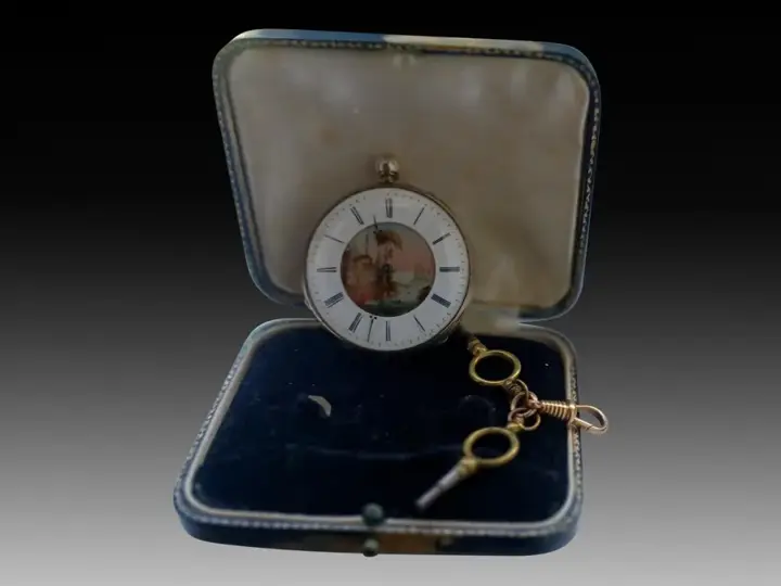 Pocket Key Watch French with Painted Enamel Dial – 1800s — عکس ۸ از رکورد آرشیو WatchMuseum