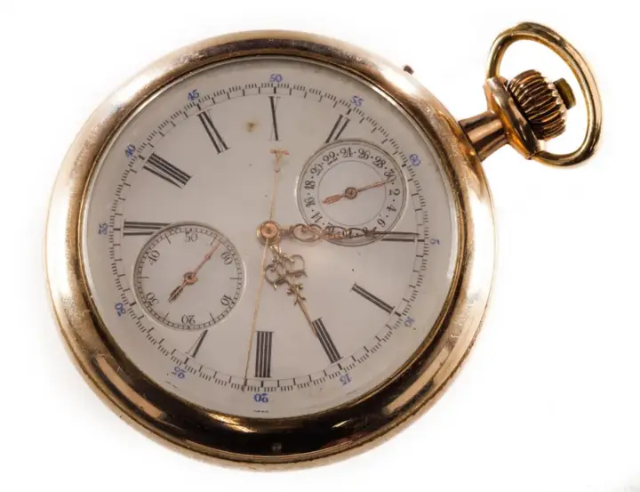 Jules Mathey Locle Split Second Chronograph Pocket Watch Gold Filled – 1890s — عکس ۶ از رکورد آرشیو WatchMuseum