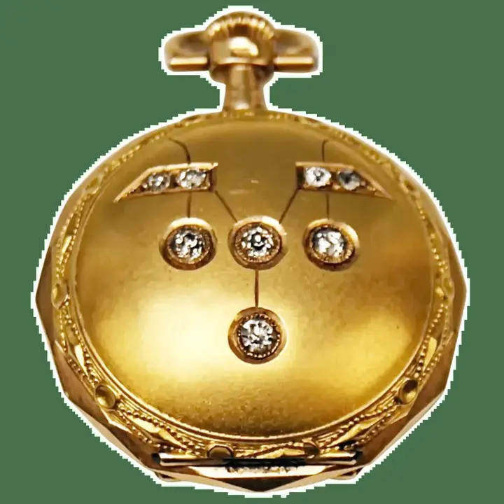 Remontoir Cylindre 10 Rubis Woman”s Swiss 14 Carat Gold Diamonds – around 1900 — عکس ۱ از رکورد آرشیو WatchMuseum