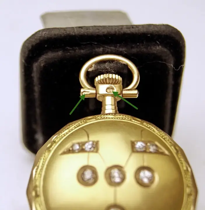 Remontoir Cylindre 10 Rubis Woman”s Swiss 14 Carat Gold Diamonds – around 1900 — عکس ۶ از رکورد آرشیو WatchMuseum
