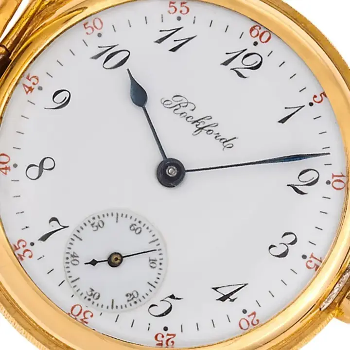Rockford Pocket Watch 14k Yellow Gold White Porcelain Dial – 1913 — عکس ۲ از رکورد آرشیو WatchMuseum