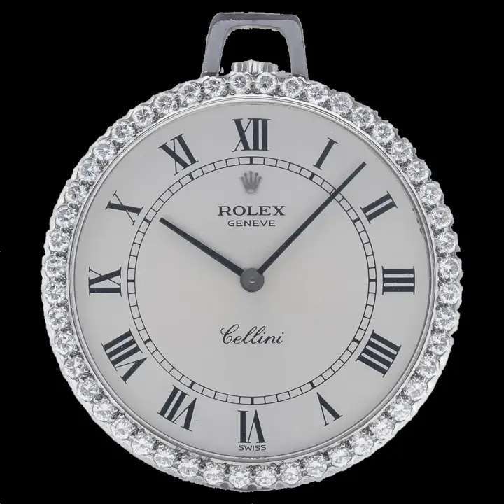 Rolex Cellini 18karat white gold and diamond wind pocket watch – 1970’s — عکس ۱ از رکورد آرشیو WatchMuseum