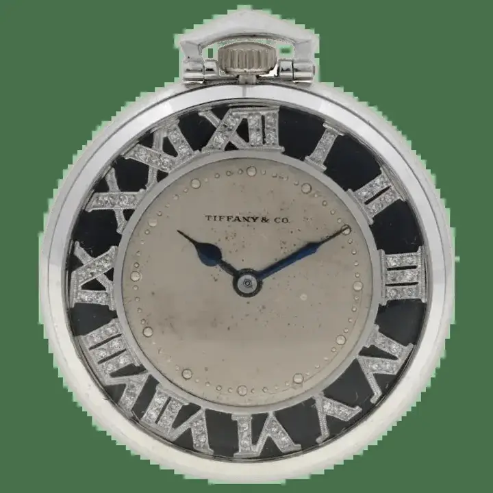 Tiffany Co Swiss Platinum Diamonds Pocket Watch – 20th Century — عکس ۱ از رکورد آرشیو WatchMuseum
