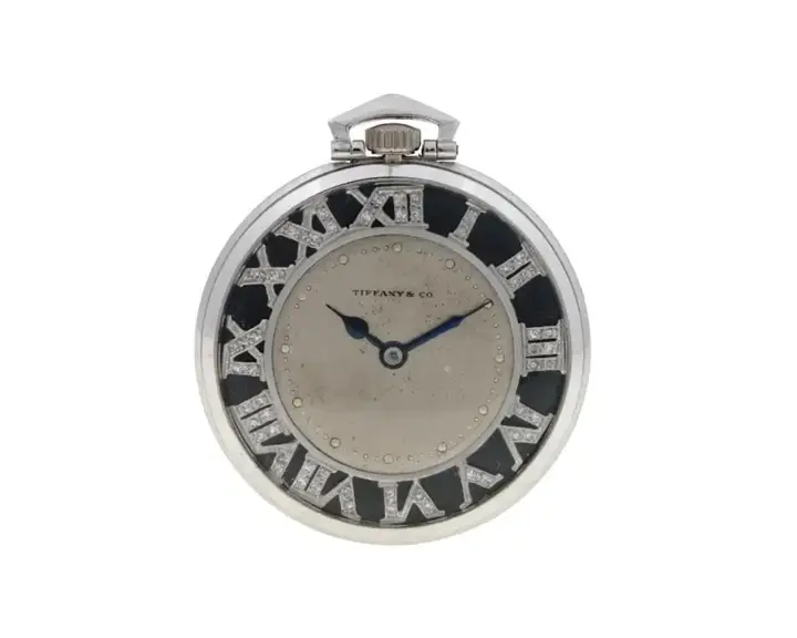 Tiffany Co Swiss Platinum Diamonds Pocket Watch – 20th Century — عکس ۲ از رکورد آرشیو WatchMuseum