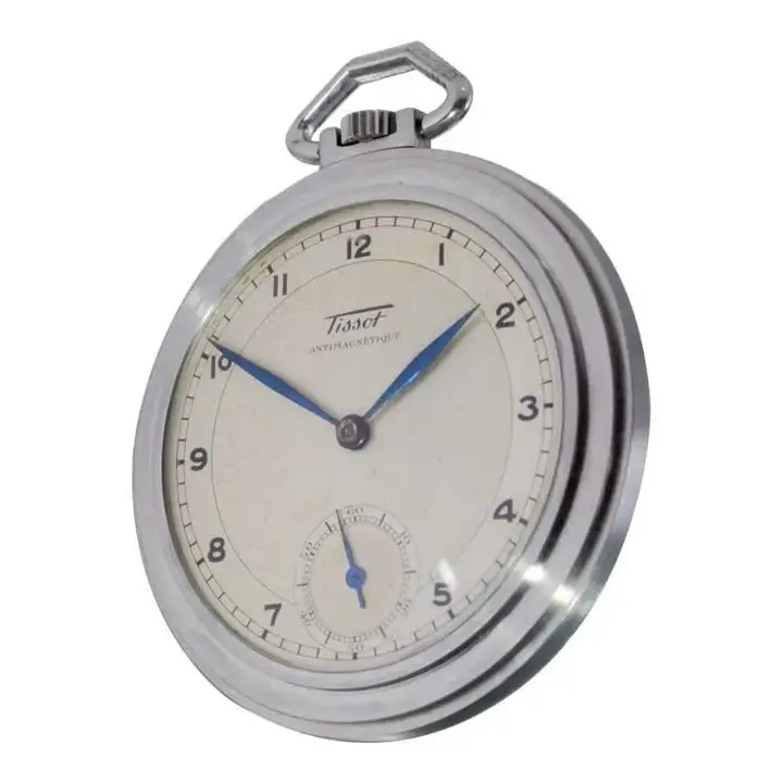 Tissot Steel Round Art Deco Pocket Watch with Original Dial – 1940 — عکس ۳ از رکورد آرشیو WatchMuseum