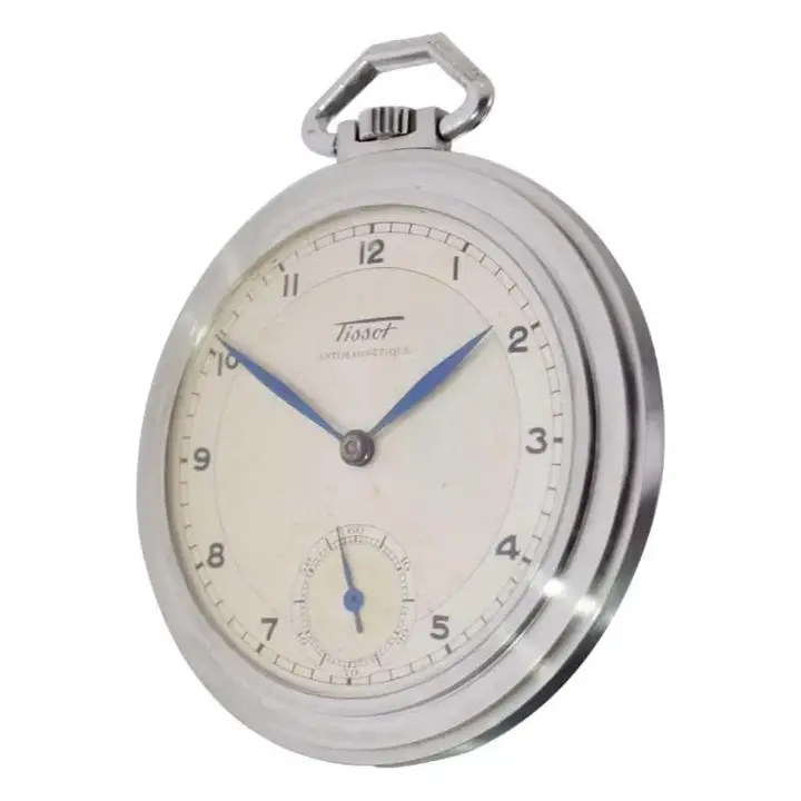 Tissot Steel Round Art Deco Pocket Watch with Original Dial – 1940 — عکس ۵ از رکورد آرشیو WatchMuseum