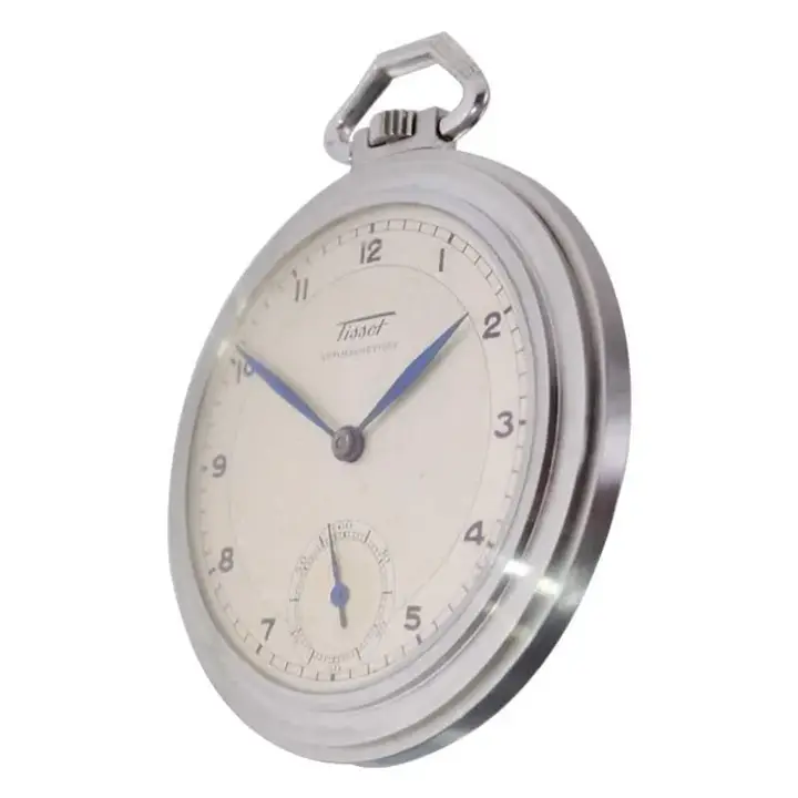 Tissot Steel Round Art Deco Pocket Watch with Original Dial – 1940 — عکس ۶ از رکورد آرشیو WatchMuseum