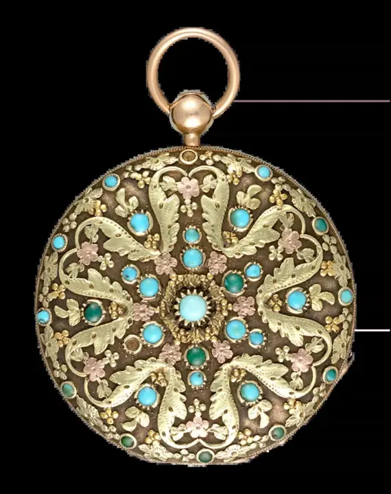 TURQUOISE SET GOLD SWISS LEVER – 1830 — عکس ۱ از رکورد آرشیو WatchMuseum