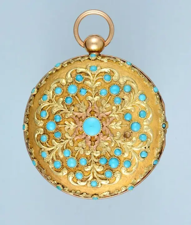 TURQUOISE SET GOLD VERGE POCKET WATCH- Circa 1820 — عکس ۲ از رکورد آرشیو WatchMuseum