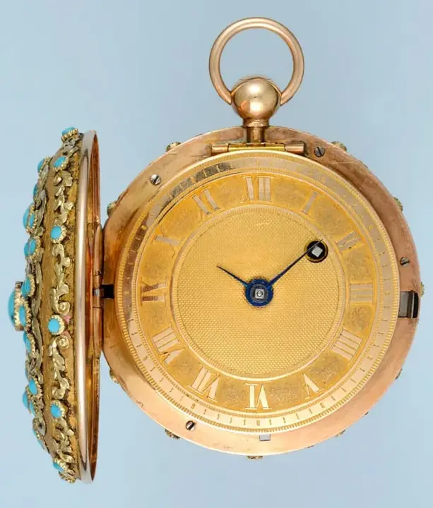 TURQUOISE SET GOLD VERGE POCKET WATCH- Circa 1820 — عکس ۳ از رکورد آرشیو WatchMuseum