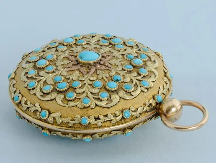 TURQUOISE SET GOLD VERGE POCKET WATCH- Circa 1820 — عکس ۴ از رکورد آرشیو WatchMuseum