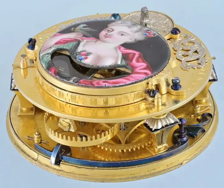 UNUSUAL MOCK PENDULUM VERGE WITH ENAMEL SCENES – 1710 — عکس ۳ از رکورد آرشیو WatchMuseum