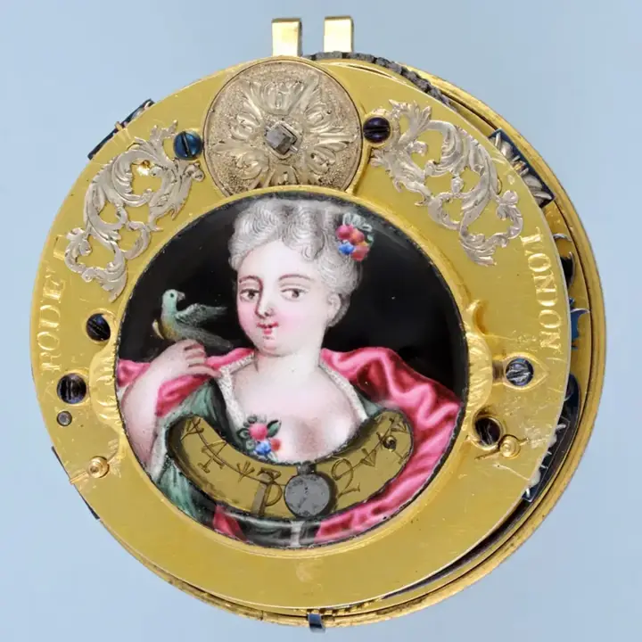 UNUSUAL MOCK PENDULUM VERGE WITH ENAMEL SCENES – 1710 — عکس ۴ از رکورد آرشیو WatchMuseum