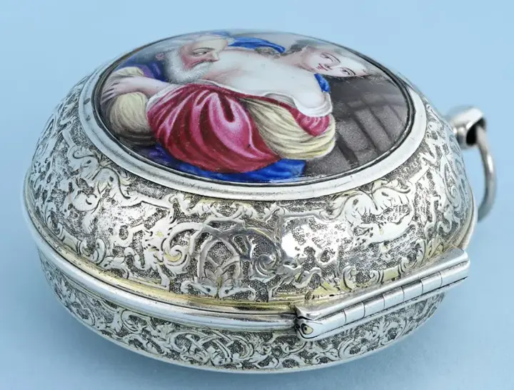 UNUSUAL MOCK PENDULUM VERGE WITH ENAMEL SCENES – 1710 — عکس ۵ از رکورد آرشیو WatchMuseum