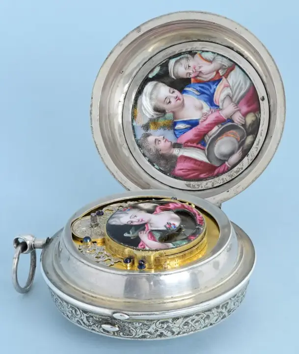 UNUSUAL MOCK PENDULUM VERGE WITH ENAMEL SCENES – 1710 — عکس ۶ از رکورد آرشیو WatchMuseum