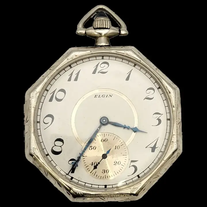 Elgin 14 Karat White Gold Pocket Watch – Circa 1922 — عکس ۱ از رکورد آرشیو WatchMuseum