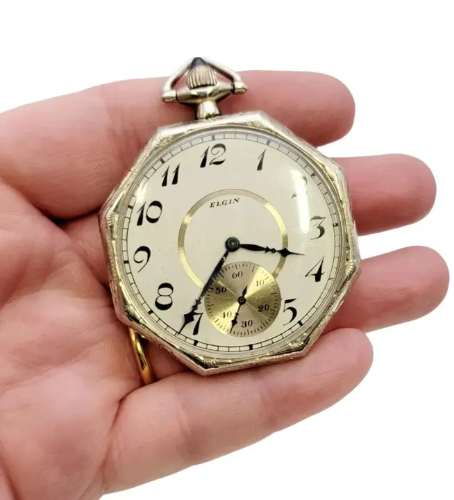 Elgin 14 Karat White Gold Pocket Watch – Circa 1922 — عکس ۷ از رکورد آرشیو WatchMuseum