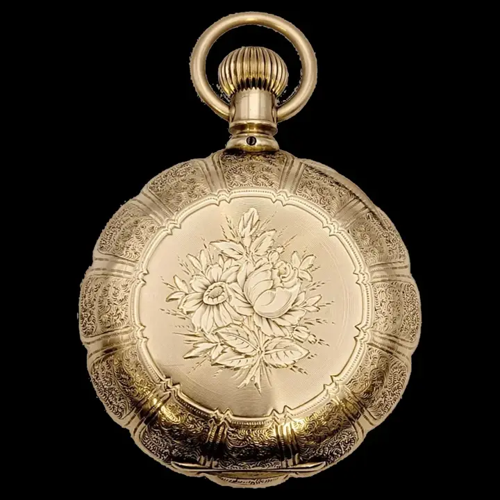 Waltham 14 Karat Yellow Gold Pocket Watch Floral Engraving – Circa 1888 — عکس ۱ از رکورد آرشیو WatchMuseum