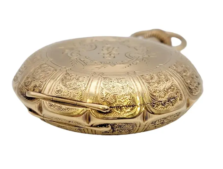 Waltham 14 Karat Yellow Gold Pocket Watch Floral Engraving – Circa 1888 — عکس ۵ از رکورد آرشیو WatchMuseum