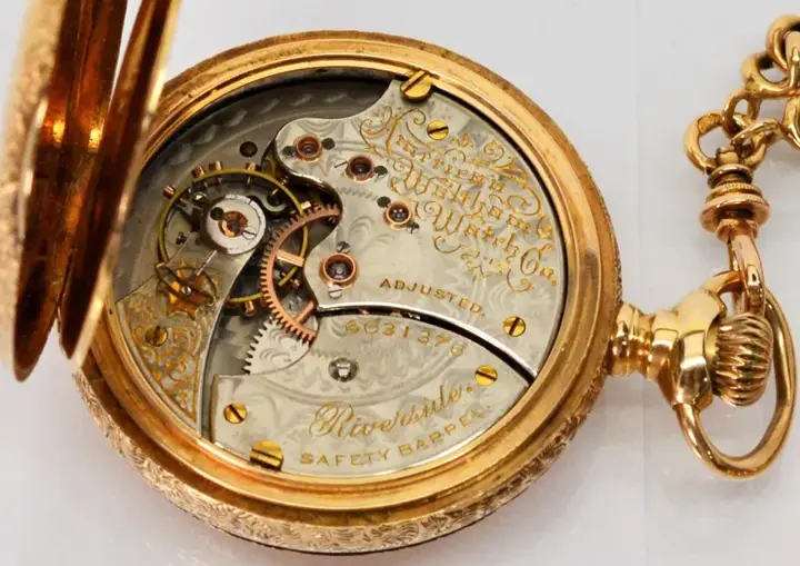 Waltham American Riverside Pocket Watch with Fob and Charms – 1897 — عکس ۴ از رکورد آرشیو WatchMuseum